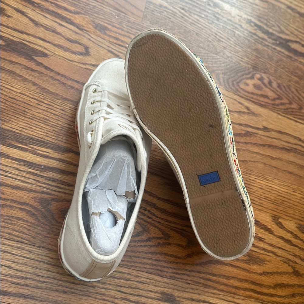 Keds x Rifle Paper Co. TripleKick Natural Platform Embroidered Sneakers 7.5 - Picture 7 of 8